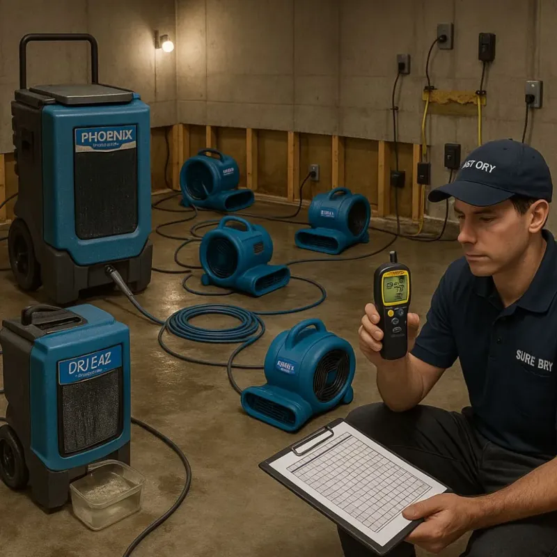 Structural Drying and Dehumidification process in Fallbrook, CA